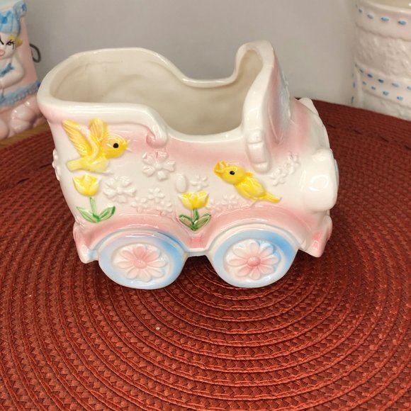 Vintage Nursery Themed Porcelain Music Box Decorative Planter Lot - Picture 5 of 16